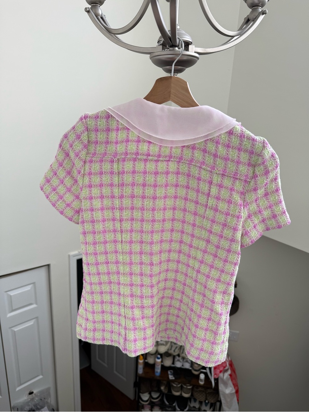 CHANEL Pink & Light Green Tweed Short-Sleeve Blouse - Picture 3 of 7